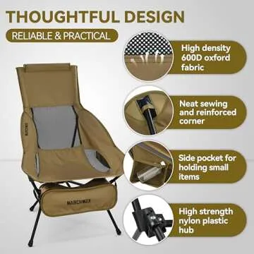 MARCHWAY Lightweight Folding High Back Camping Chair
