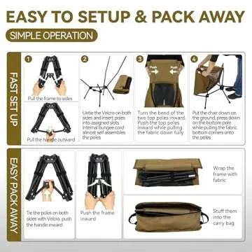 MARCHWAY Lightweight Folding High Back Camping Chair