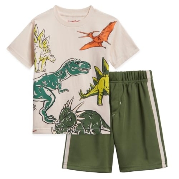 Funstuff T Rex Dinosaur Toddler Boys T-Shirt and Mesh Shorts Outfit Set 4T