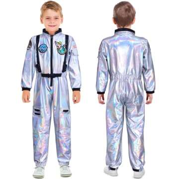 Latocos Kids Astronaut Costume with Helmet Laser Space Suit for Halloween Boys Girls Pretend Role Pl...