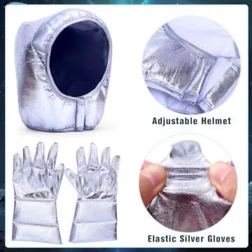 Latocos Kids Astronaut Costume with Helmet Laser Space Suit for Halloween Boys Girls Pretend Role Play Dress Up Ages 5-14