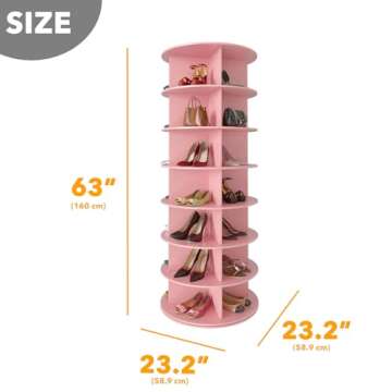 SpaceAid 7 Tier Rotating Shoe Rack Tower, Spinning Shoe Display Lazy Susan, Revolving 360 Shoe Rack ...