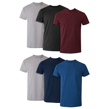 Hanes Men's Moisture-Wicking Crewneck Pocket T-Shirt - 6 Pack, X-Large