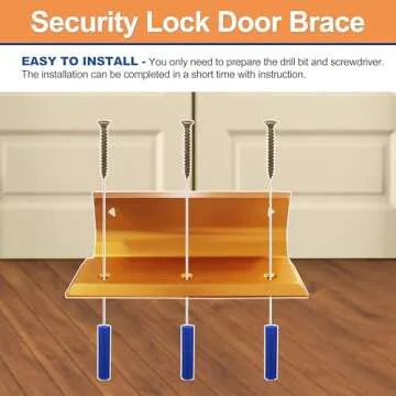 Home Security Door Lock Blemish Door Barricade Brace Garage Front Door Barricade Lock for Your Double Doors Standard Doors and French Doors - Gold