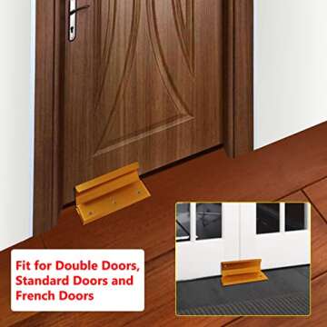 Home Security Door Lock Blemish Door Barricade Brace Garage Front Door Barricade Lock for Your Double Doors Standard Doors and French Doors - Gold