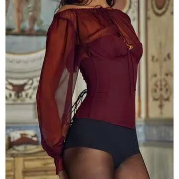 QNI Y2K Corset Tie Front Top for Elegant Women