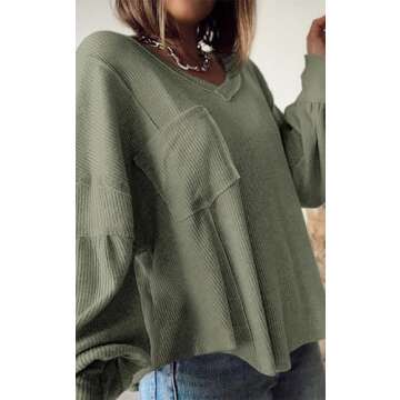 BTFBM Women's Cozy Long Sleeve Casual Tops for Fall
