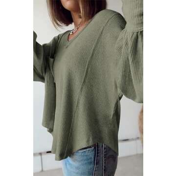 BTFBM Women's Cozy Long Sleeve Casual Tops for Fall