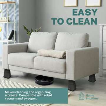 Home Intuition Heavy Duty Adjustable Bed Risers Furniture Riser 3, 5 or 8-Inch, 4 Pack (Black W/USB)