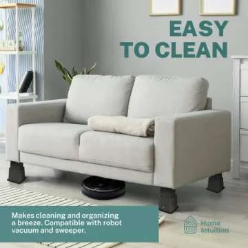 Home Intuition Heavy Duty Adjustable Bed Risers Furniture Riser 3, 5 or 8-Inch, 4 Pack (Black W/USB)