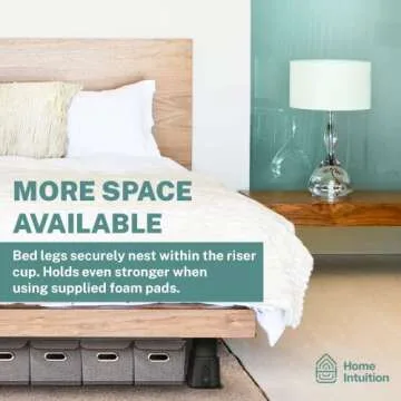 Home Intuition Heavy Duty Adjustable Bed Risers Furniture Riser 3, 5 or 8-Inch, 4 Pack (Black W/USB)