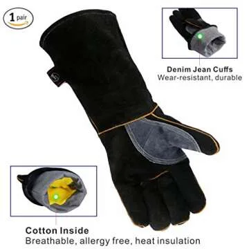 KIM YUAN Heat Resistant Gloves for BBQ, Welding, & More