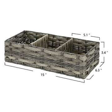 Toilet Paper Storage Basket with 3 Section,Toilet Paper Holder with Storage，Woven Plastic Wicker B...