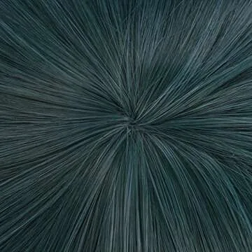 ANOGOL Hair Cap+Anime Cosplay Wig Dark Green Long Straight Synthetic Hair With Bow Wigs, Long Green Wig For Anime Cosplay Women, Colored Wigs Pelucas De Colores For Halloween Costume Party