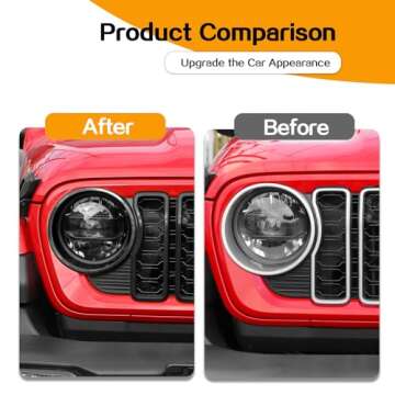 Hoolcar Front Grille Insert Cover & Headlight Bezel Cover Trim Fit for Jeep Wrangler JL JLU & Gladia...
