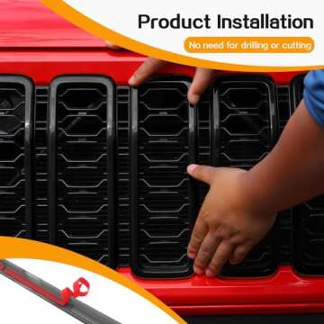 Hoolcar Front Grille Insert Cover & Headlight Bezel Cover Trim Fit for Jeep Wrangler JL JLU & Gladiator JT 2024-2025, Exterior Accessories, Black