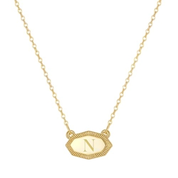 Fissen Initial Necklaces for Women 14K Gold Plated Letter Necklace Dainty Gold Name Necklace Persona...