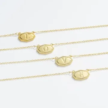 Fissen Personalized 14K Gold Initial Necklace for Women