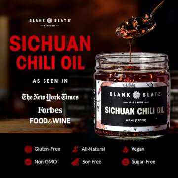 Blank Slate Kitchen Sichuan Chili Oil (6 Oz) | Gourmet Spicy Tingly Numbing Umami Hot Sauce | Authen...