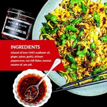 Blank Slate Kitchen Sichuan Chili Oil (6 Oz) | Gourmet Spicy Tingly Numbing Umami Hot Sauce | Authentic Chinese Mala | Vegan, Gluten-Free, Sugar-Free, Non-GMO, No MSG