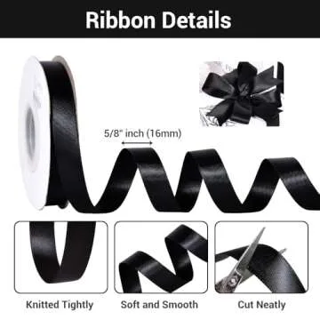 YAMA Double Face Satin Ribbon - 5/8" 25 Yards for Gift Package Wrapping,Floral Design,Hair Bow Clip ...