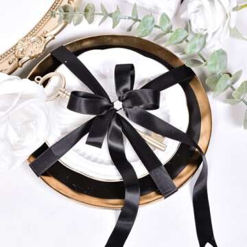 YAMA Double Face Satin Ribbon - 5/8" 25 Yards for Gift Package Wrapping,Floral Design,Hair Bow Clip Making,Crafting,Sewing,Wedding Decor,Black