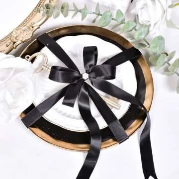 YAMA Double Face Satin Ribbon - 5/8" 25 Yards for Gift Package Wrapping,Floral Design,Hair Bow Clip Making,Crafting,Sewing,Wedding Decor,Black