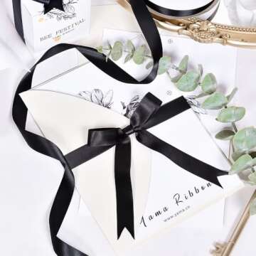 YAMA Double Face Satin Ribbon - 5/8" 25 Yards for Gift Package Wrapping,Floral Design,Hair Bow Clip Making,Crafting,Sewing,Wedding Decor,Black