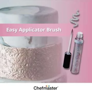 Chefmaster - Glitter Glaze Kit - Edible Glitter Paint - 3 Pack of 0.32 oz Tubes - Create Intricate Designs, Beautiful Glitter and Pearl Sheen, Pen-Sized Bottle With Brush Application - Made in the USA