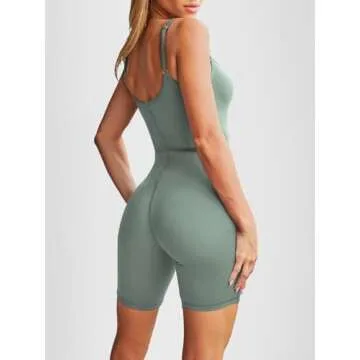 AUTOMET Jumpsuits for Women One Piece Rompers Sexy Shorts Bodysuits Workout Sets Fashion Clothes Summer Gym Outfits Green S