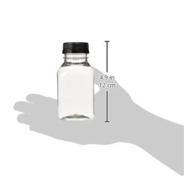 8 oz Clear PET Juice Bottles Tamper-Evident Cap 12 Pack
