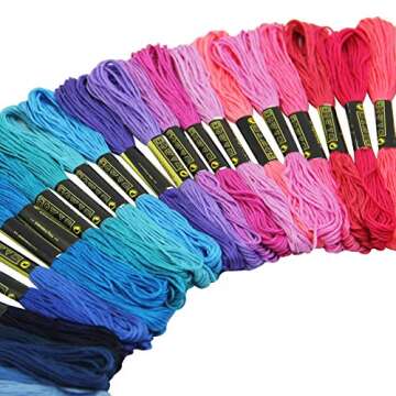 ATDAWN Rainbow Embroidery Threads - 100 Colorful Skeins