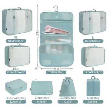 BAGAIL 10 Set Packing Cubes Various Sizes Packing Organizer for Travel Accessories Luggage Carry On ...