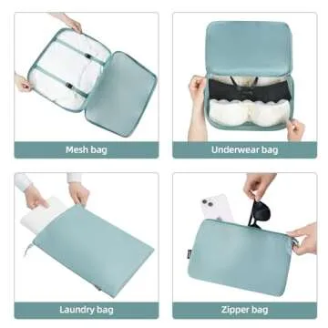 BAGAIL 10 Set Packing Cubes Various Sizes Packing Organizer for Travel Accessories Luggage Carry On Suitcase-Dusty Blue