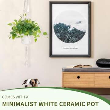 JPSOR Artificial Plants Indoor with Ceramic Pots, Artificial Small Fake Plants with Pothos for Home Decor Fake Potted Plant for Living Room Shelf Home Office Decor (White Ceramic Pot)