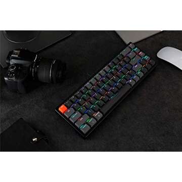 Keychron K6 Hot Swappable Wireless Bluetooth 5.1/Wired Mechanical Gaming Keyboard, 65% Compact 68-Key RGB LED Backlit N-Key Rollover, Aluminum Frame for Mac Windows Gateron G Pro Blue Switch