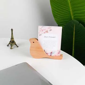 YOYAI Unique Design Bird Shape Wood Acrylic Sign Holder Stand Wooden Menu Holders Table Number Display Stands Place Card Holders Perfect for Coffee Shops Restaurants (Beech Wood)