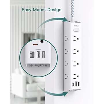 Surge Protector with 12 Outlets & USB Charging