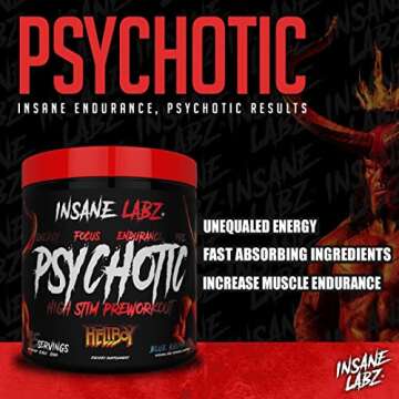 Insane Labz Hellboy Edition, High Stimulant Pre Workout Powder and NO Booster with Beta Alanine, L Citrulline, and Caffeine, Boosts Focus, Energy, Endurance, Nitric Oxide Levels, 35 Srvgs, Fruit Punch