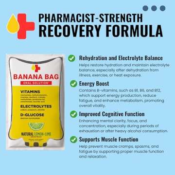 Banana Bag Oral Solution Packets – Natural Lemon Lime 5pk | A Refreshing Blend of Electrolytes, Vi...