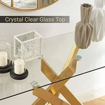 Modern Style Console Table Narrow Sofa Table with Tempered Glass Top and Metal Tubular Legs, 45”Lx18”Wx30”H, Gold