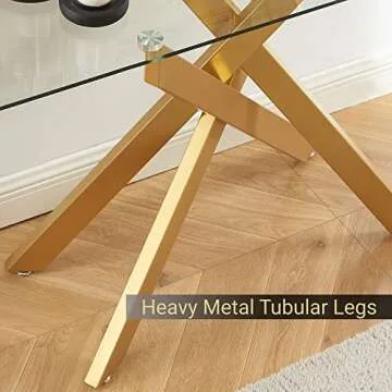 Modern Style Console Table Narrow Sofa Table with Tempered Glass Top and Metal Tubular Legs, 45”Lx18”Wx30”H, Gold