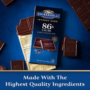 GHIRARDELLI Intense Dark Chocolate Bar, 86% Cacao, 3.17 oz Bar (12 bars)
