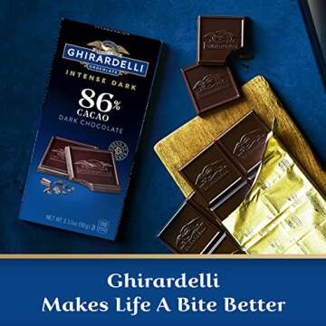 GHIRARDELLI Intense Dark Chocolate Bar, 86% Cacao, 3.17 oz Bar (12 bars)