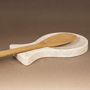 Natural Marble Spoon Rest Kitchen Utensil Holder 8.6"