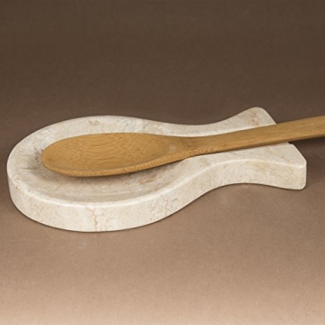 Natural Marble Spoon Rest Kitchen Utensil Holder 8.6"