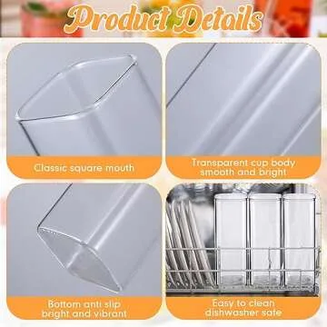 Inbagi Elegant Square Drinking Glasses Set 6 Pieces 17 oz