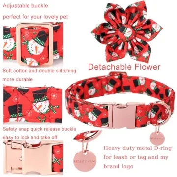 Stylish Christmas Dog Collar with Flower for All Pets