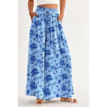 PRETTYGARDEN Women's 2025 Summer Wide Leg Palazzo Pants High Waisted Flowy Pockets Trendy Casual Lou...