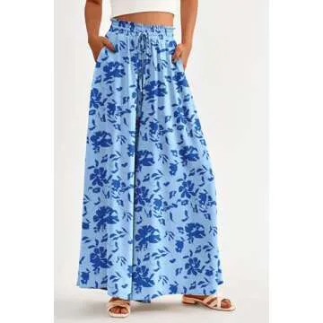 PRETTYGARDEN Women's 2025 Summer Wide Leg Palazzo Pants High Waisted Flowy Pockets Trendy Casual Lou...